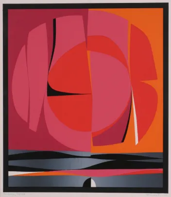 Komposisjon i rosa og orange