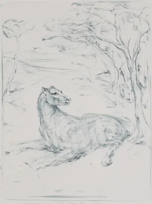 Grønn liggende hest II