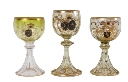 3 Bøhmiske glasspokaler