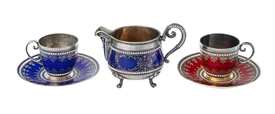 Fløtemugge og to mokkakopper