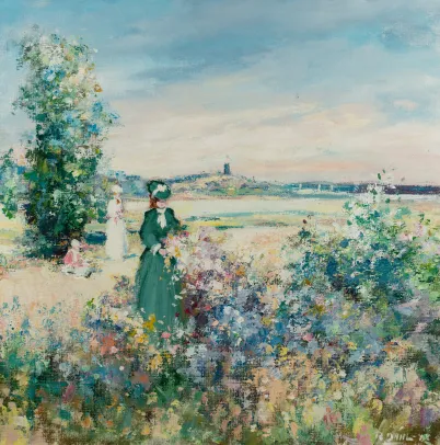 "Kvinner i sommerlandskap, Tønsberg"