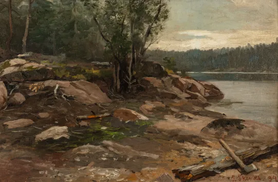 "Strandparti med bålplass"