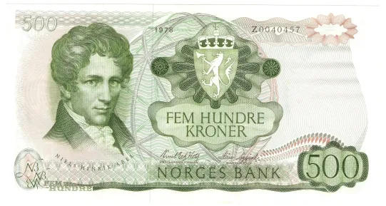 500 kroner 1978 erstatningsseddel. Z