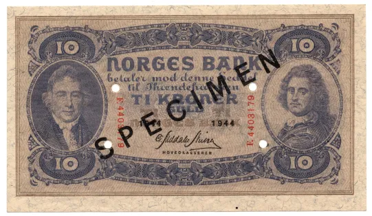 10 kroner 1944 F.4403179 SPECIMEN