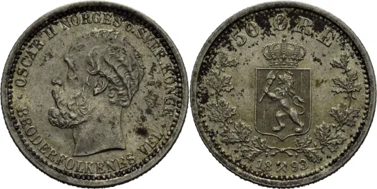 50 øre 1893 Oscar II