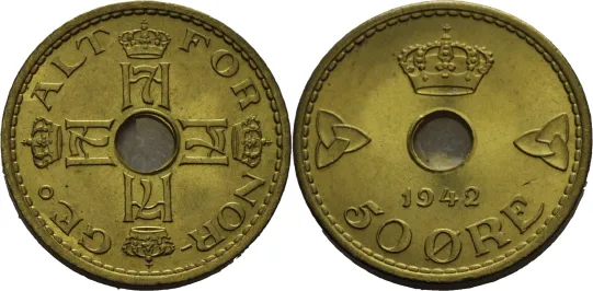 50 øre 1942 Haakon VII. London Utg