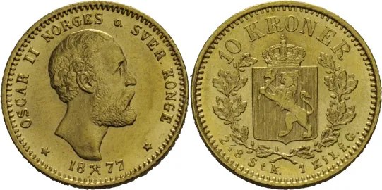 10 kroner 1877 Oscar II
