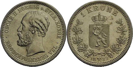 1 krone 1889 Oscar II