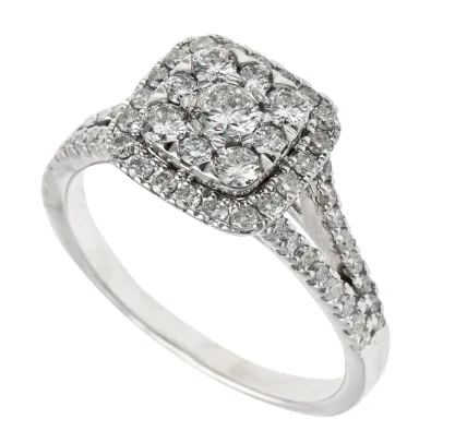 Ring i 14k hvitt gull