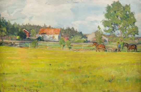 Gårdstun med hester