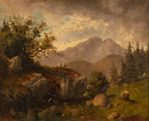 Fjellandskap med figurer