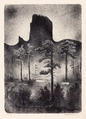 Landskap med jeger og hund