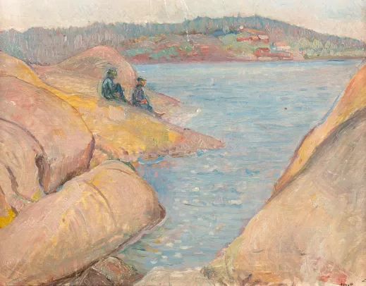 To gutter på svaberg