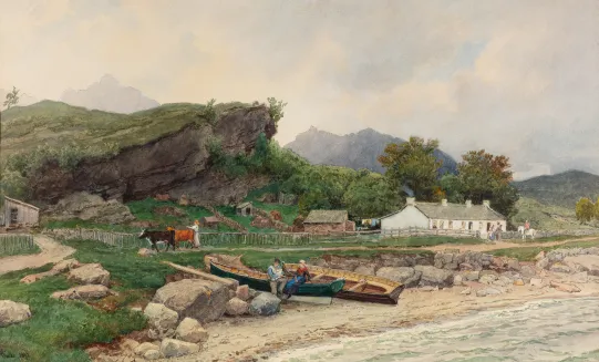 Kystlandskap med folkeliv