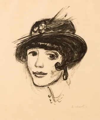 Portrett av kvinne med hatt