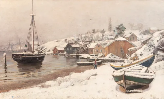 Havneparti fra Porsgrunn, vinter