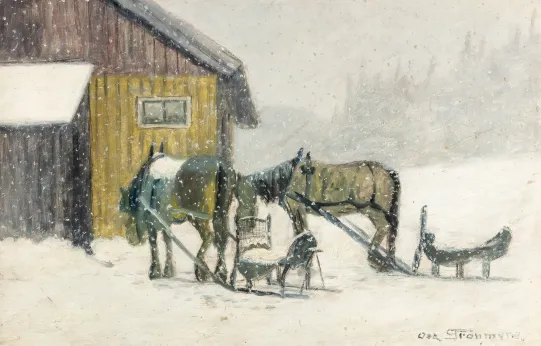 Gårdstun med hester