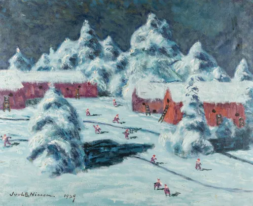 Gårdstun med nisser