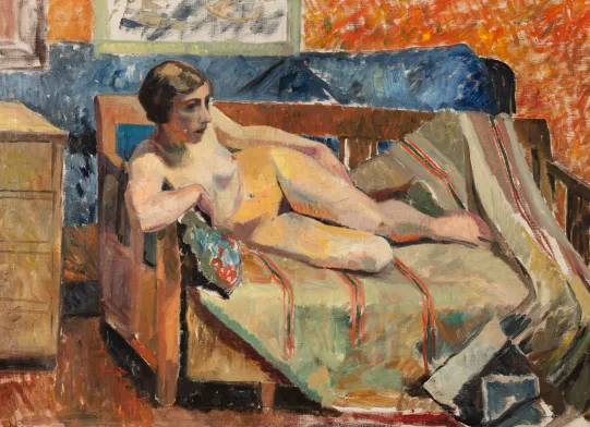 Interiør med liggende kvinneakt