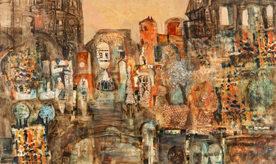 Bylandskap med mennesker