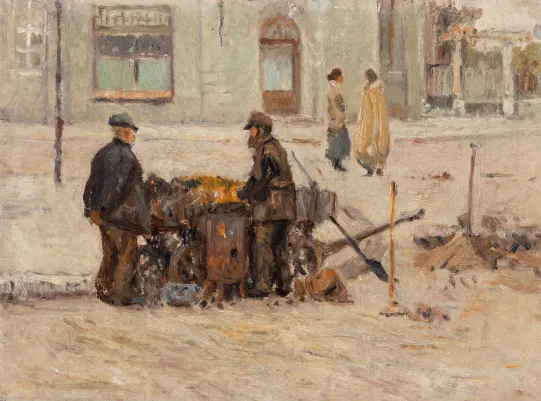 Kastanjeselgere/Ryggvendt portrett av kvinne (skisse) på bildet