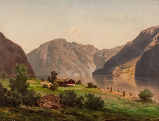 Fjordlandskap med småbruk