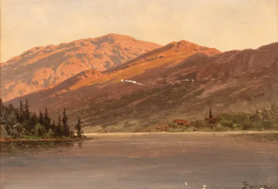 Fjellandskap med kirke