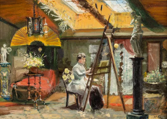 Hulda Grønneberg i atelieret