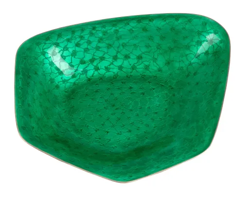 Skål i sølv med grønn emalje