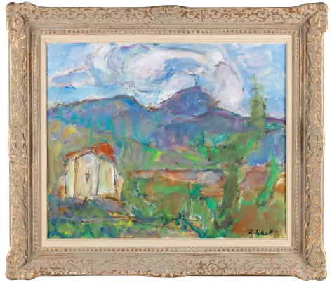 Sydlandsk landskap med hus