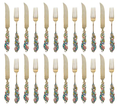 24 deler bestikk med vindusemalje